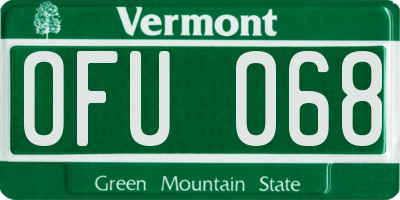VT license plate OFU068