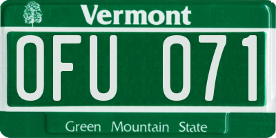 VT license plate OFU071