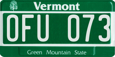 VT license plate OFU073