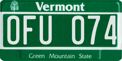 VT license plate OFU074