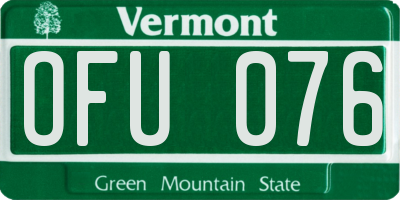 VT license plate OFU076