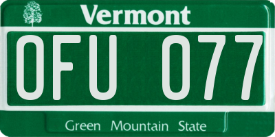 VT license plate OFU077