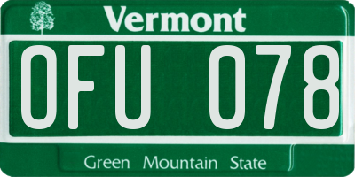 VT license plate OFU078