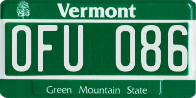 VT license plate OFU086
