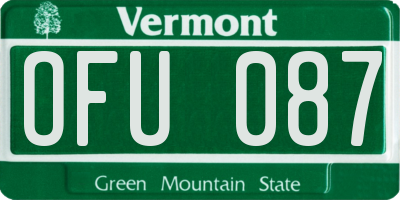 VT license plate OFU087