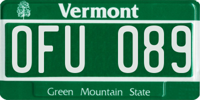 VT license plate OFU089