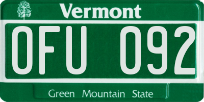 VT license plate OFU092