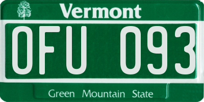 VT license plate OFU093