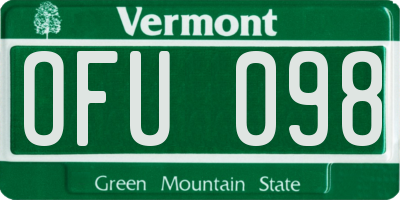 VT license plate OFU098