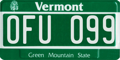 VT license plate OFU099