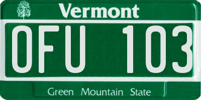 VT license plate OFU103