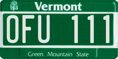 VT license plate OFU111