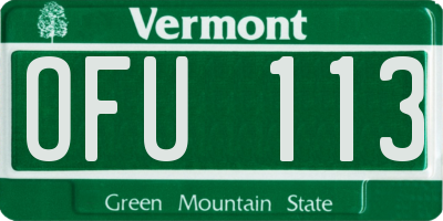 VT license plate OFU113