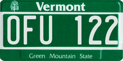 VT license plate OFU122