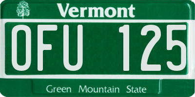VT license plate OFU125