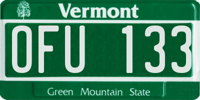 VT license plate OFU133