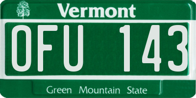 VT license plate OFU143