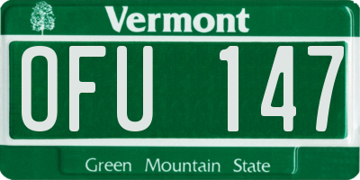 VT license plate OFU147