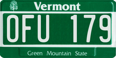 VT license plate OFU179
