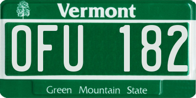 VT license plate OFU182