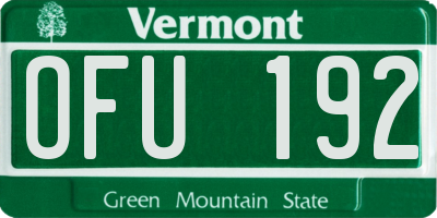VT license plate OFU192