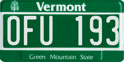 VT license plate OFU193