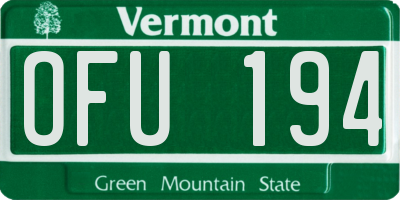 VT license plate OFU194