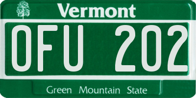 VT license plate OFU202