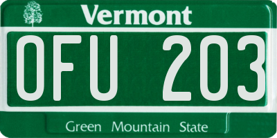 VT license plate OFU203