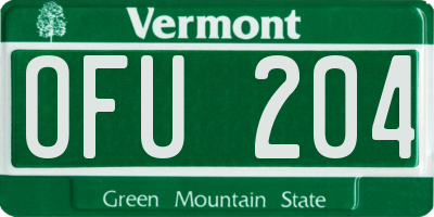 VT license plate OFU204