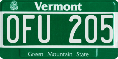 VT license plate OFU205