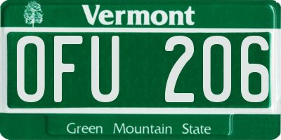 VT license plate OFU206