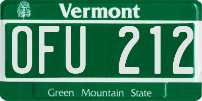 VT license plate OFU212