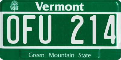VT license plate OFU214