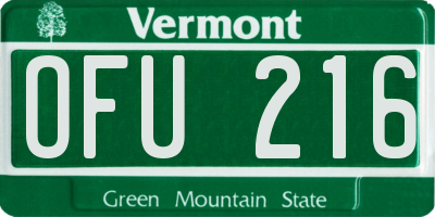 VT license plate OFU216