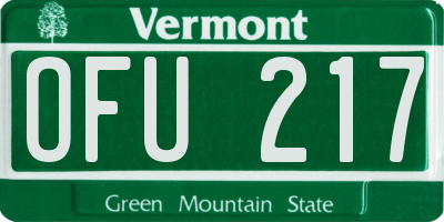 VT license plate OFU217