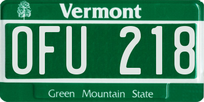 VT license plate OFU218