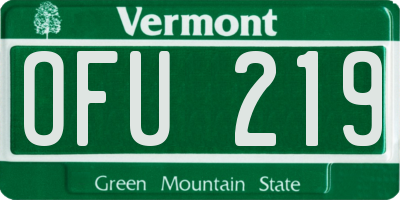 VT license plate OFU219