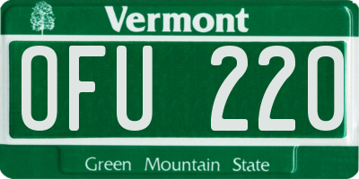 VT license plate OFU220