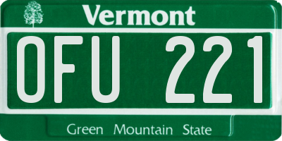 VT license plate OFU221