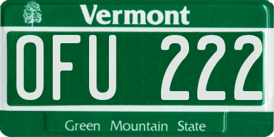 VT license plate OFU222