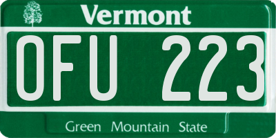 VT license plate OFU223
