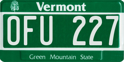VT license plate OFU227