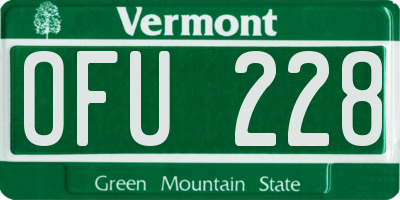 VT license plate OFU228