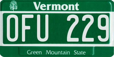 VT license plate OFU229