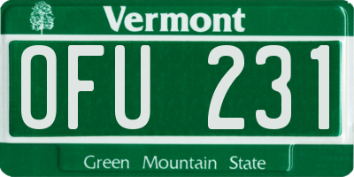 VT license plate OFU231