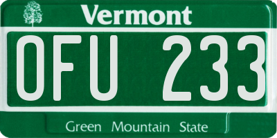 VT license plate OFU233