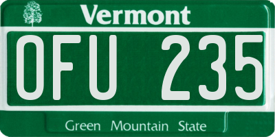 VT license plate OFU235