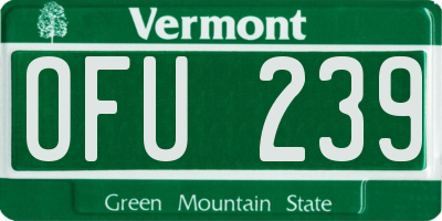 VT license plate OFU239