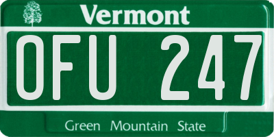 VT license plate OFU247